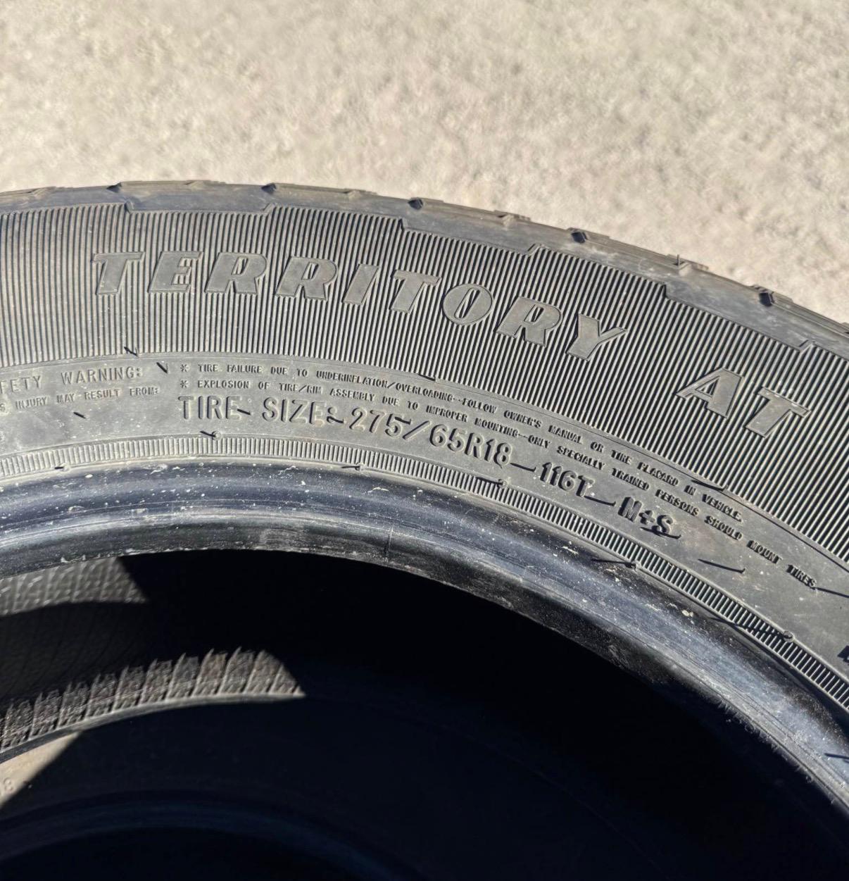 275/65R18  Set (4 Used Tires) Goodyear Wrangler Territory AT