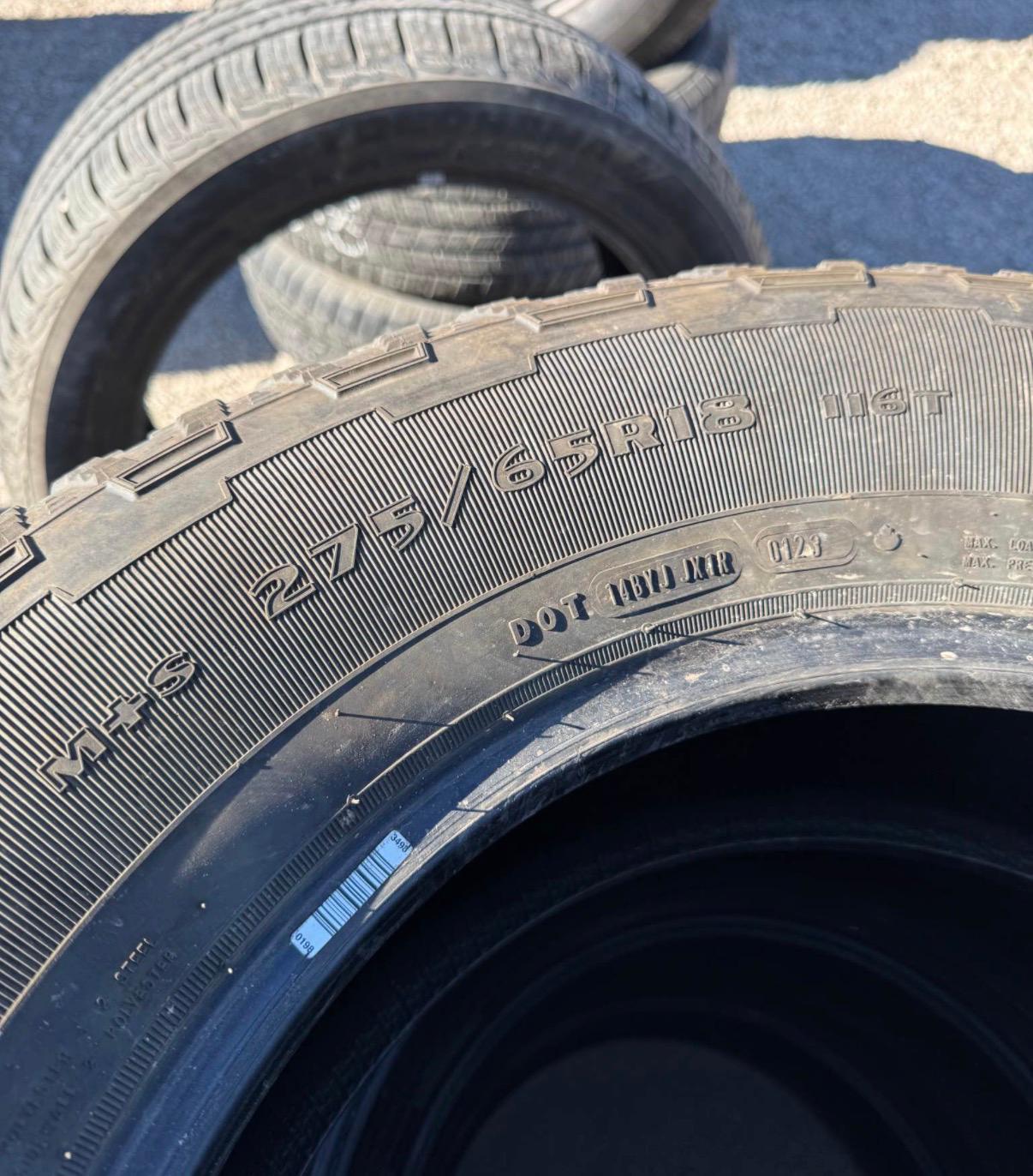 275/65R18  Set (4 Used Tires) Goodyear Wrangler Territory AT