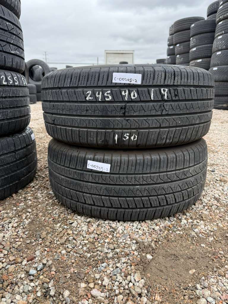 245/40R19 Pair (2 Used Tires) Pirelli P Zero