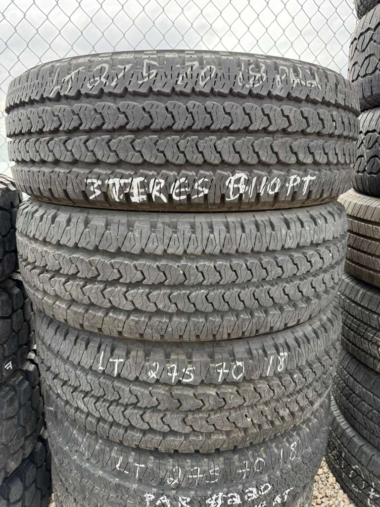 LT275/70R18 (3 Used Tires) Firestone Transforce AT2