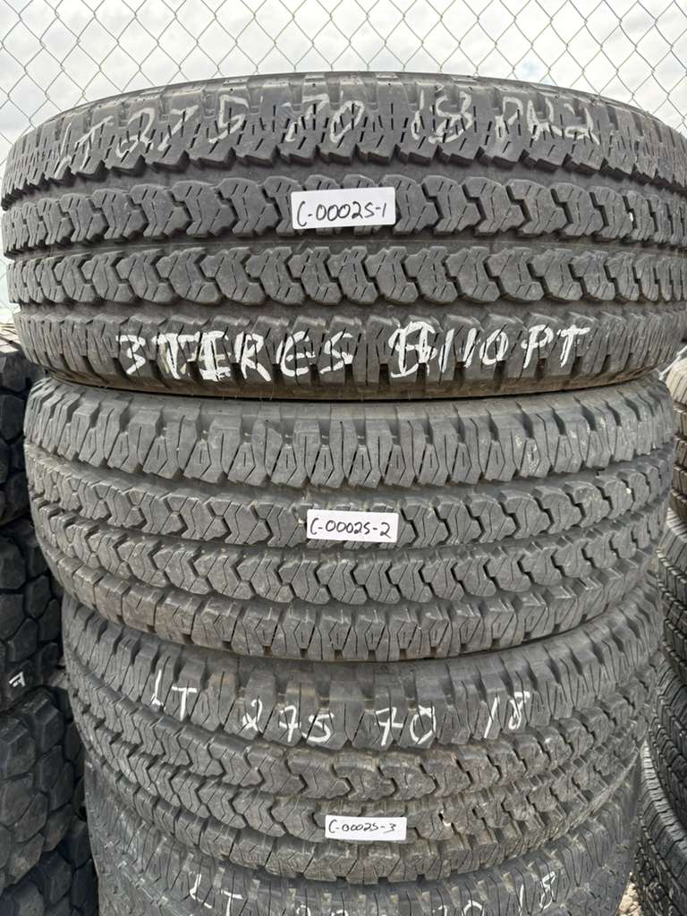 LT275/70R18 (3 Used Tires) Firestone Transforce AT2