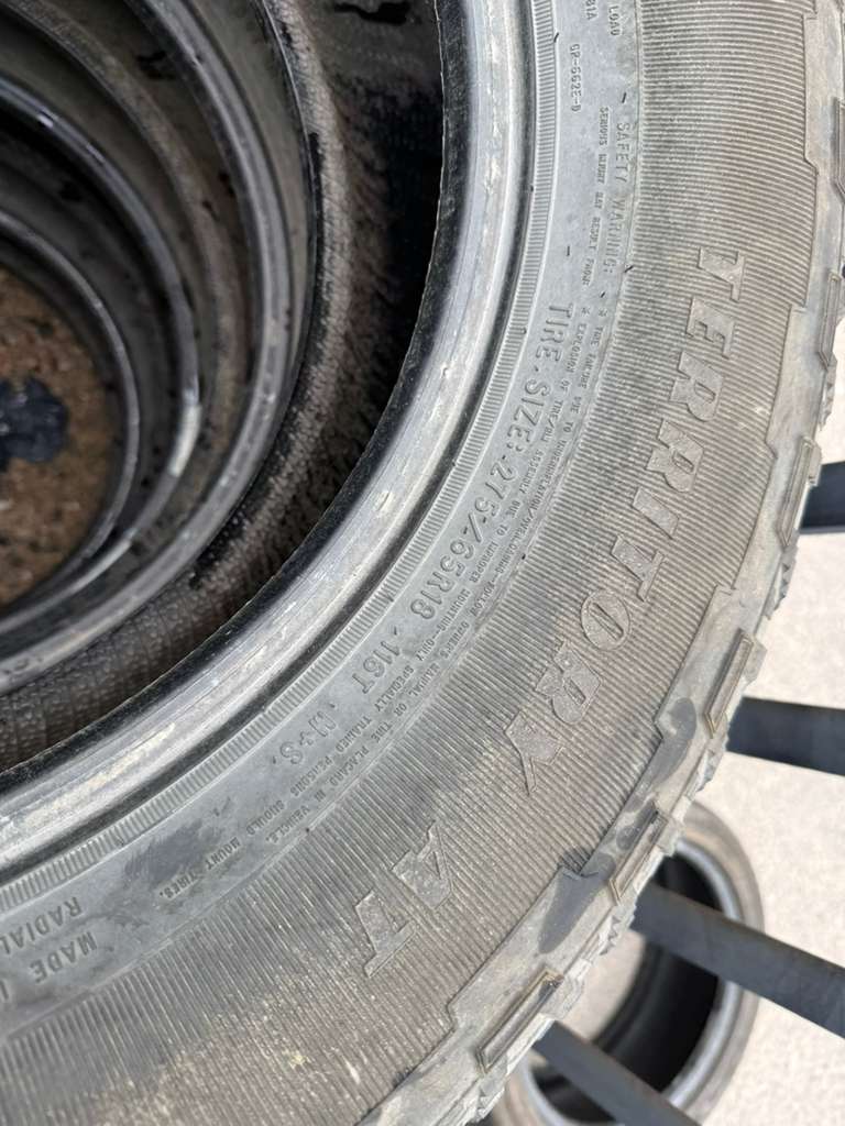 275/65R18 Set (4 Used Tires) Goodyear Wrangler Territory AT