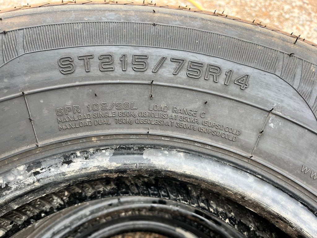 ST215/75R14 (3 Used Tires) Power King TowMax SRT