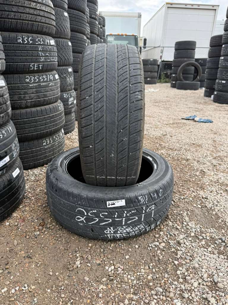 255/45R19 Pair (2 Used Tires) Uniroyal Tiger Paw Touring