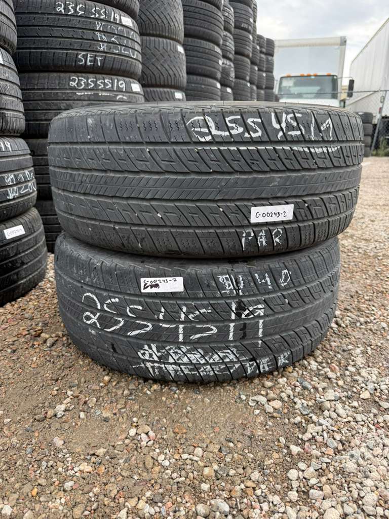 255/45R19 Pair (2 Used Tires) Uniroyal Tiger Paw Touring