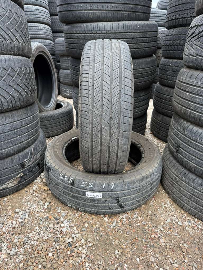 225/55R19 Pair (2 Used Tires) Michelin Primacy A/S