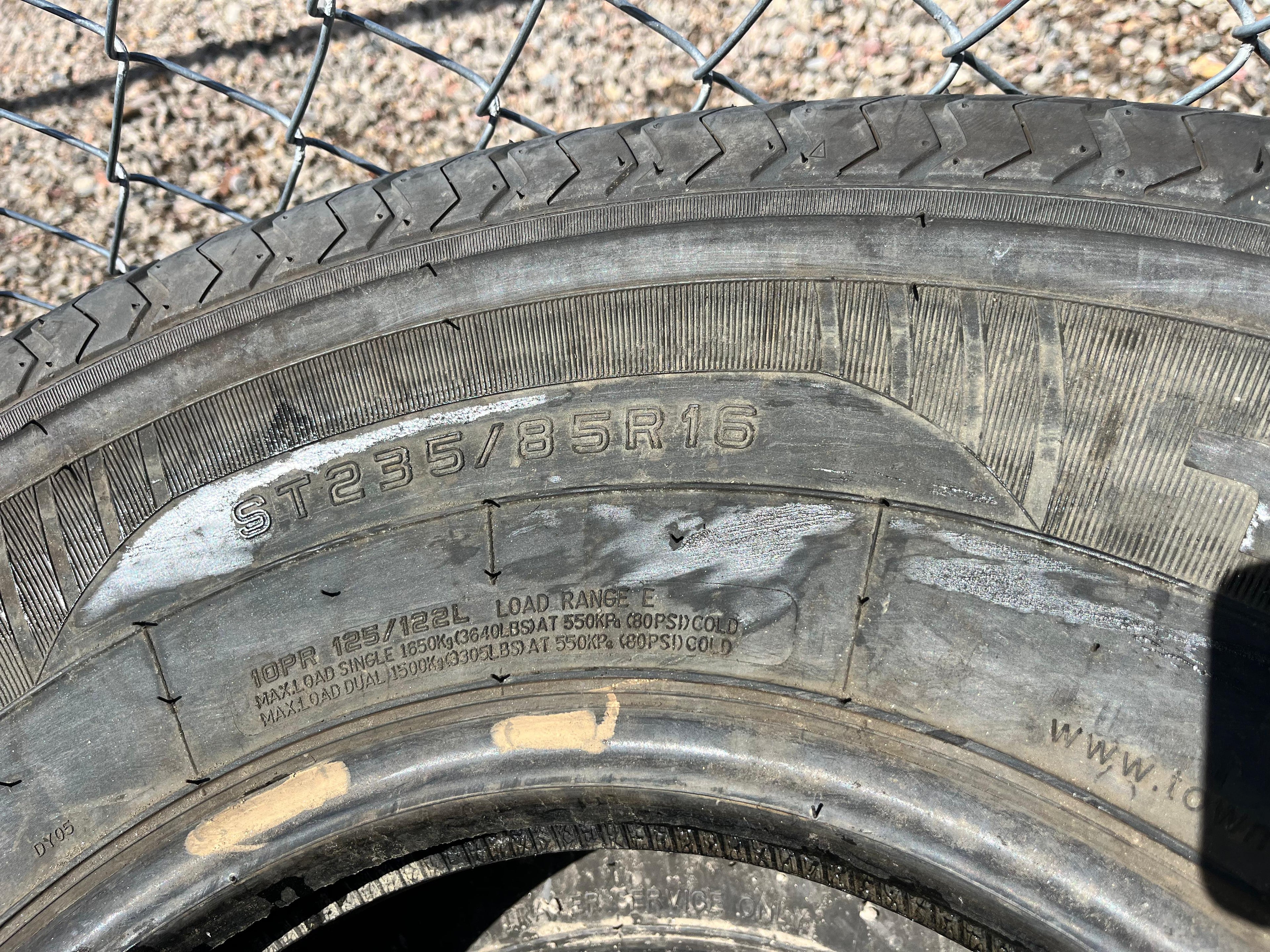 LT235/85R16 Pair (2 Used Tires) Power King TowMax STR
