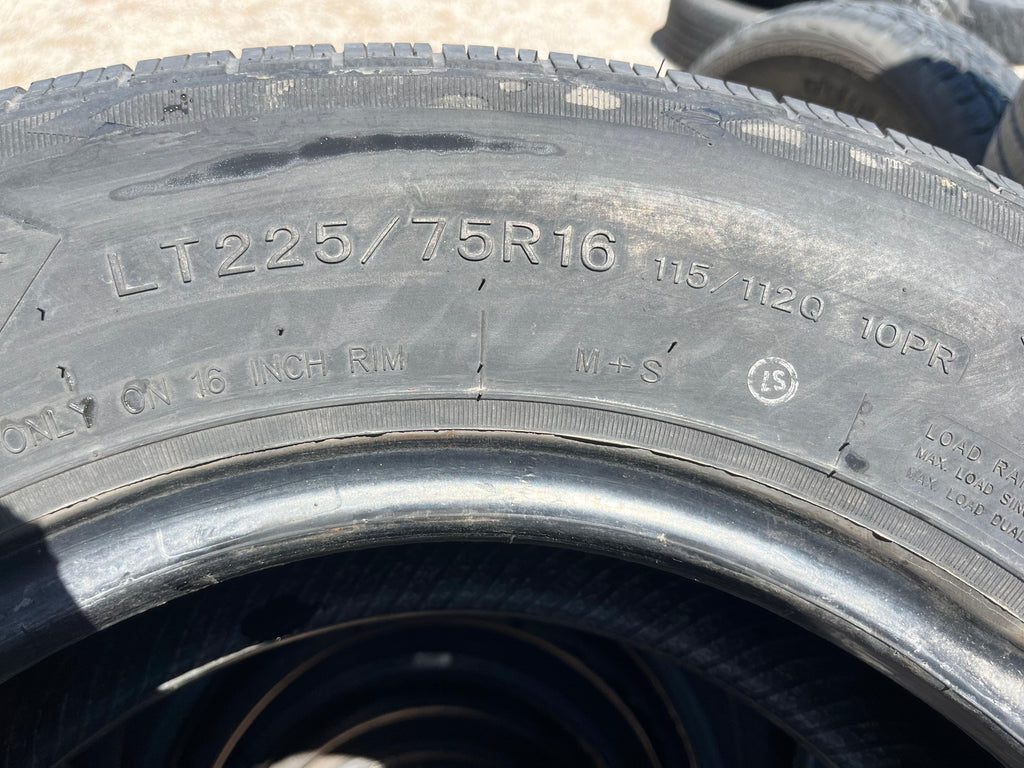 LT225/75R16 Pair (2 Used Tires) Mericus Commercial