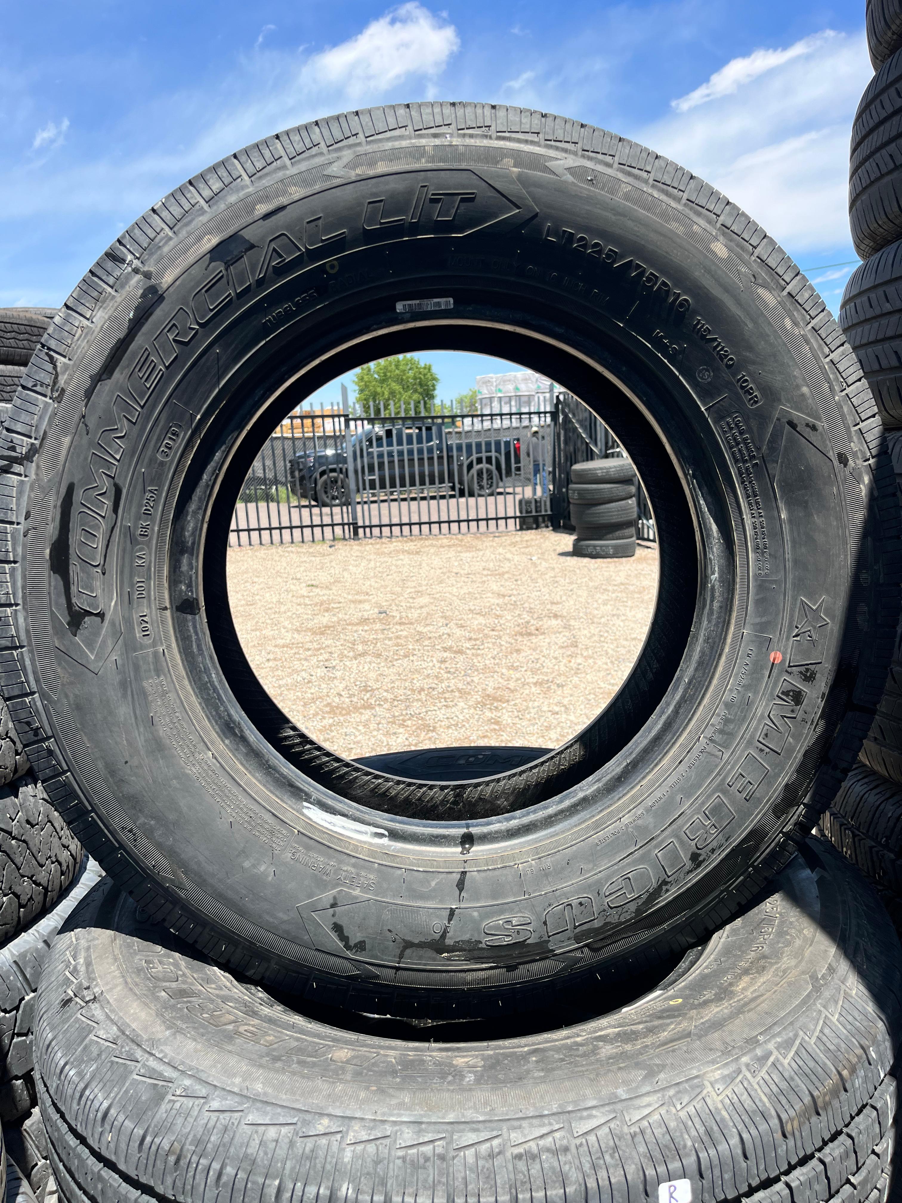 LT225/75R16 Pair (2 Used Tires) Mericus Commercial