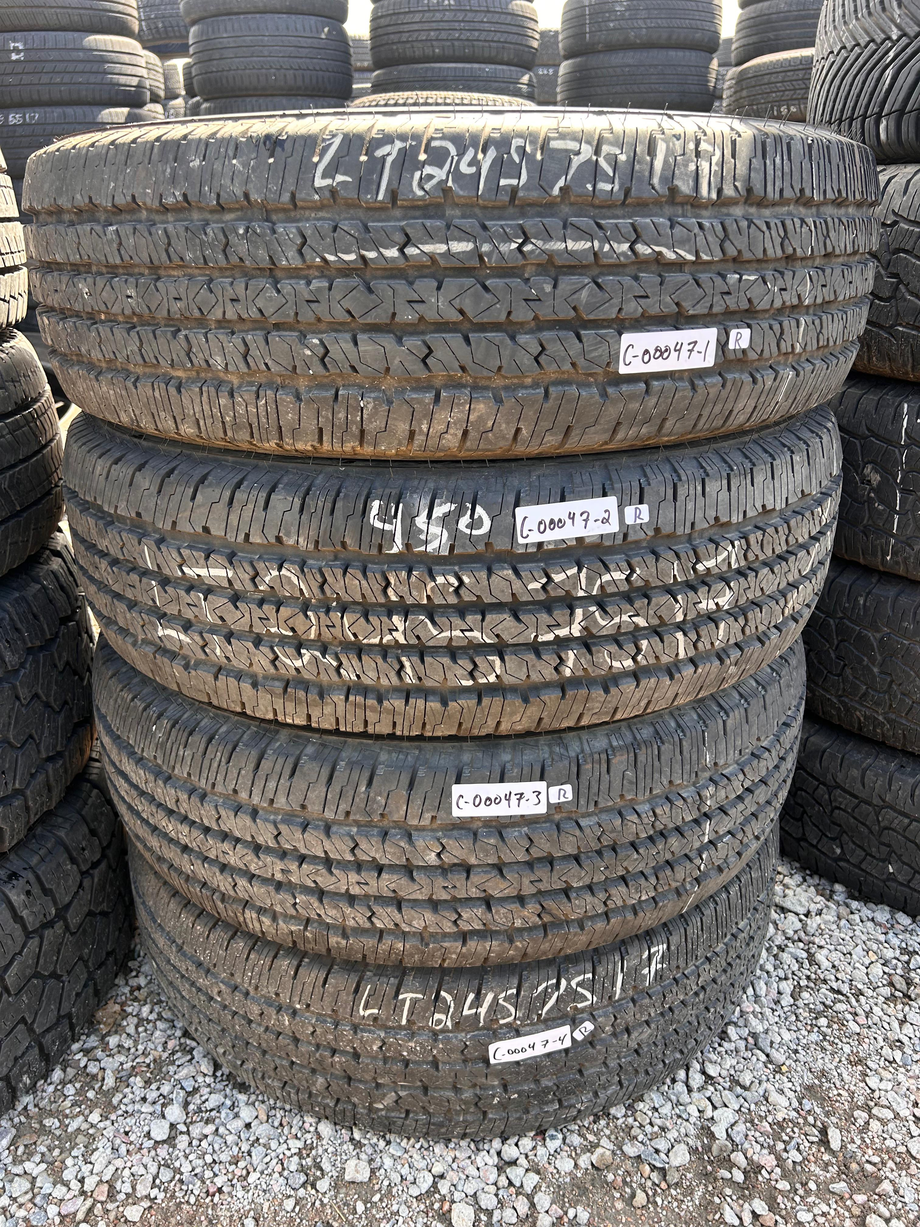 LT245/75R17 Set (4 Used Tires) Firestone Transforce HT