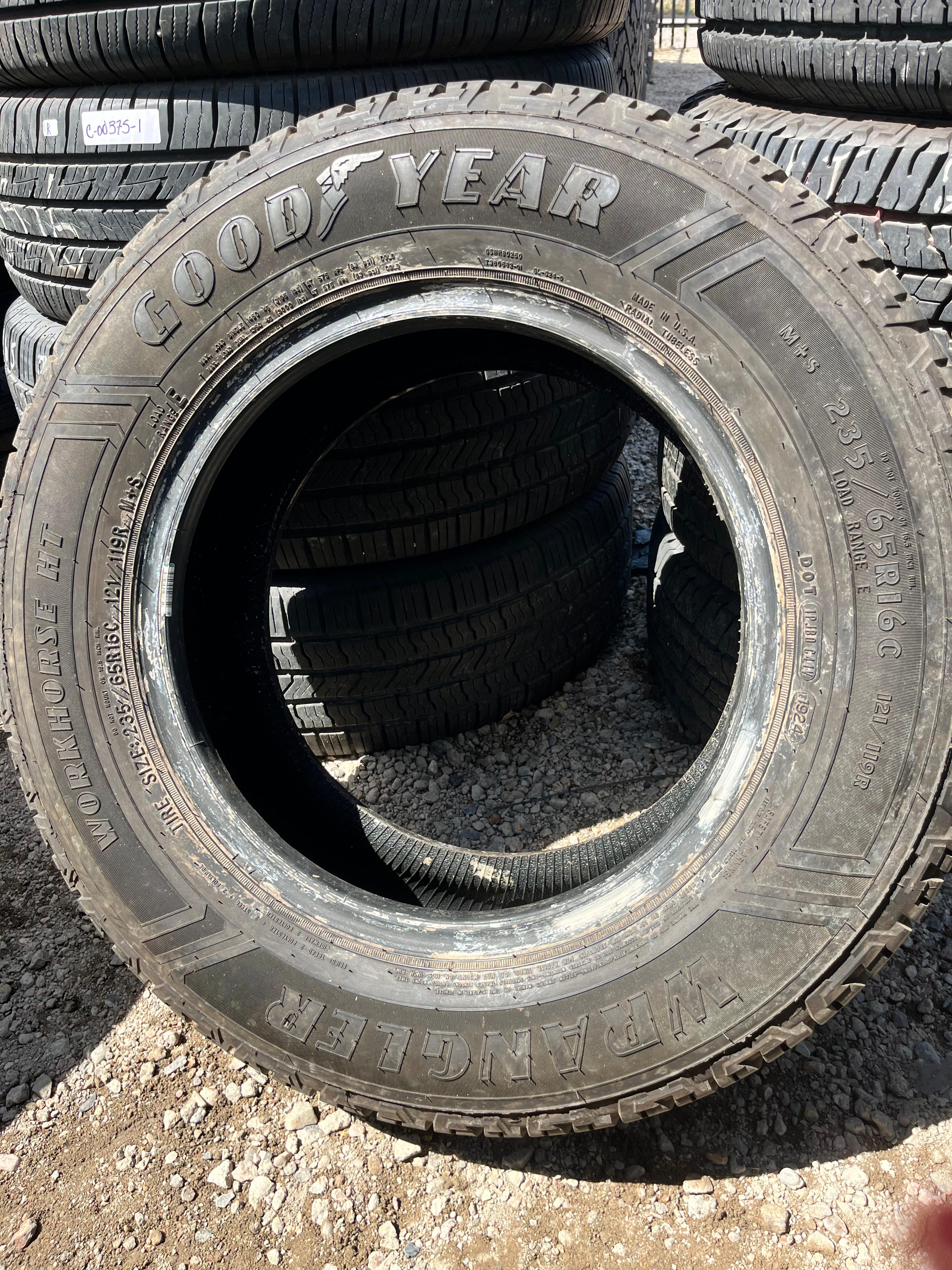 235/65R16C Pair (2 Used Tires) Goodyear Wrangler (WorkHorseHT)