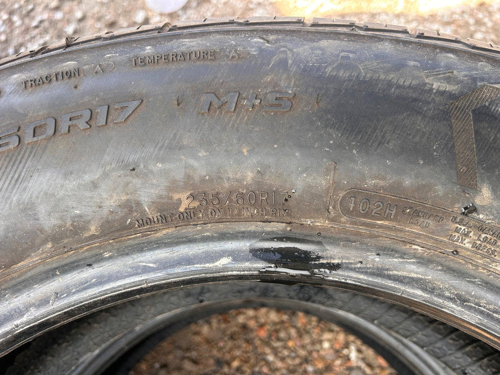 235/60R17 Pair (2 Used Tires) Mastercraft Stratus AS