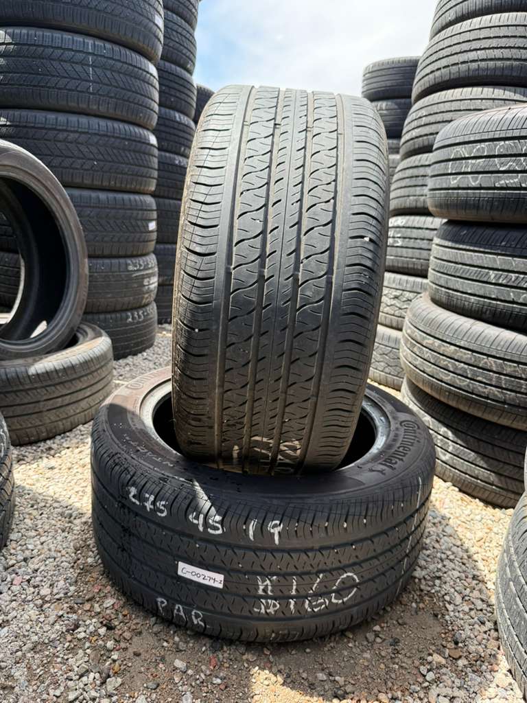 275/45R19 Pair (2 Used Tires) Continental ProContact RX