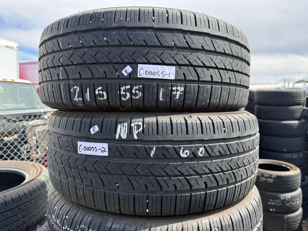 215/55R17 Pair (2 Used Tires) Falken Pro G5 A/S