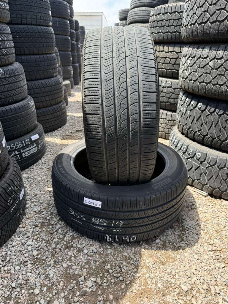 255/45R19 Pair (2 Used Tires) Pirelli P7 AS Plus 3