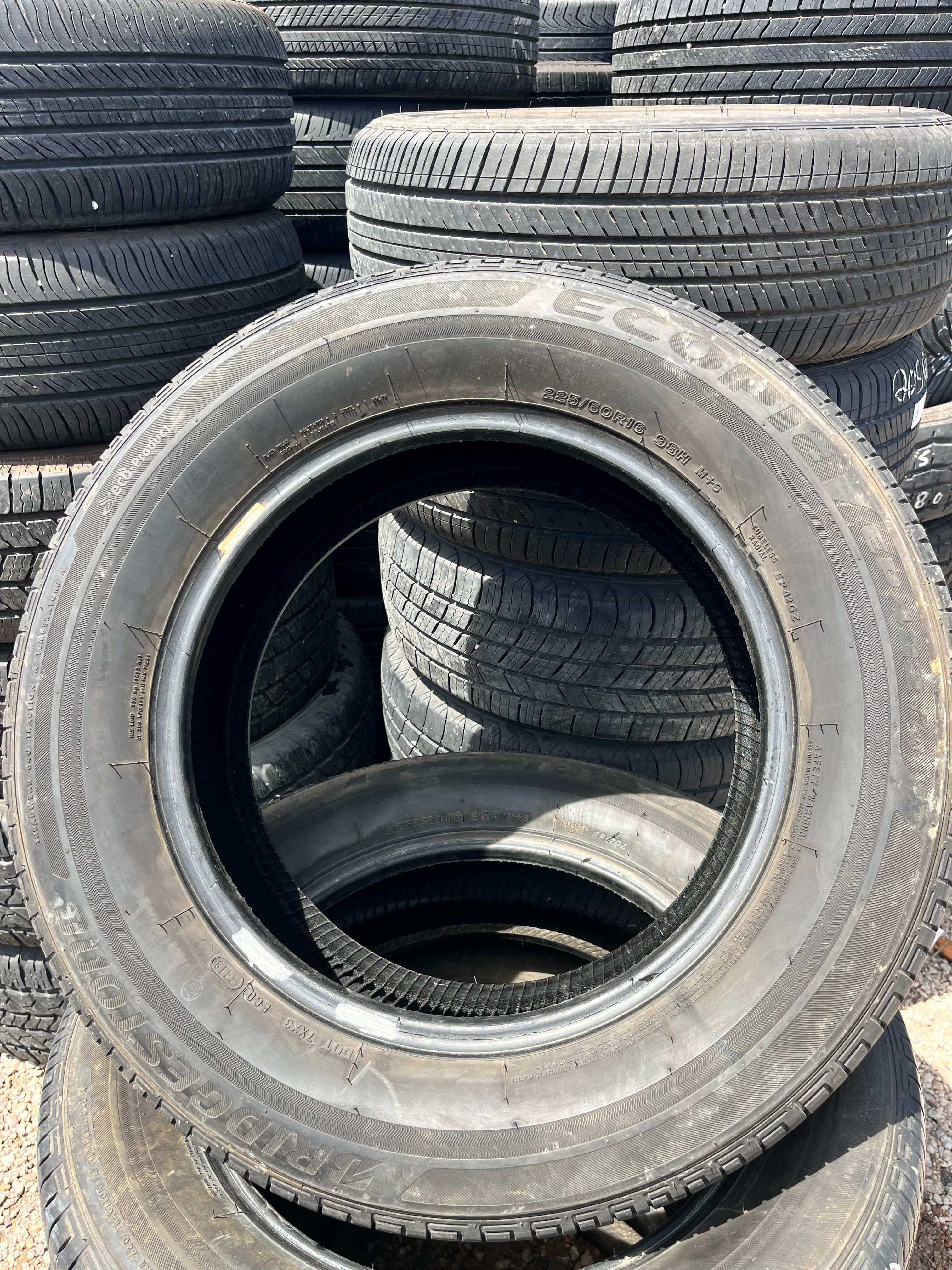 225/60R16 Pair (2 Used Tires) Bridgestone Ecopia