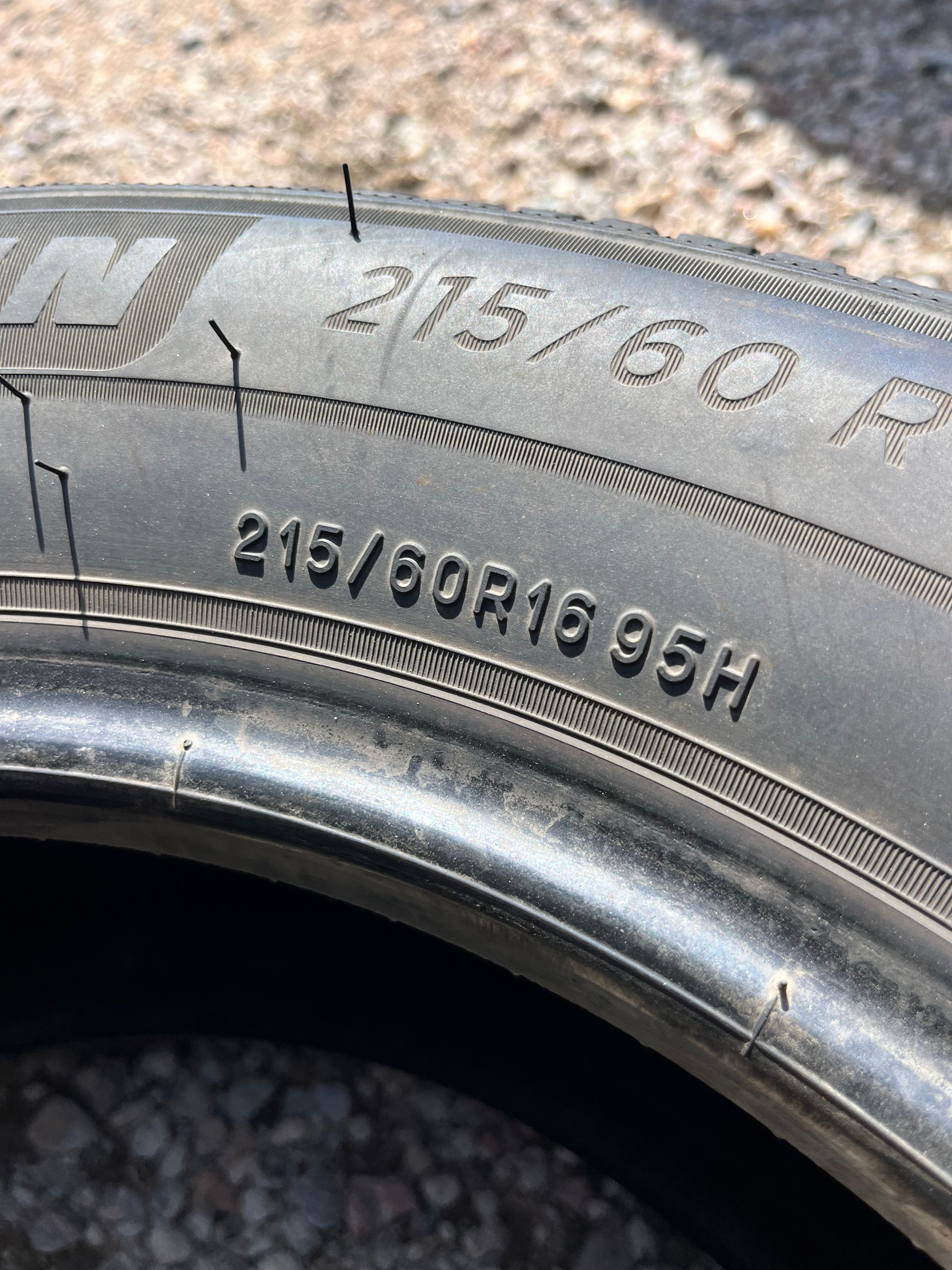 215/60R16 Pair (2 Used Tires) Michelin Defender