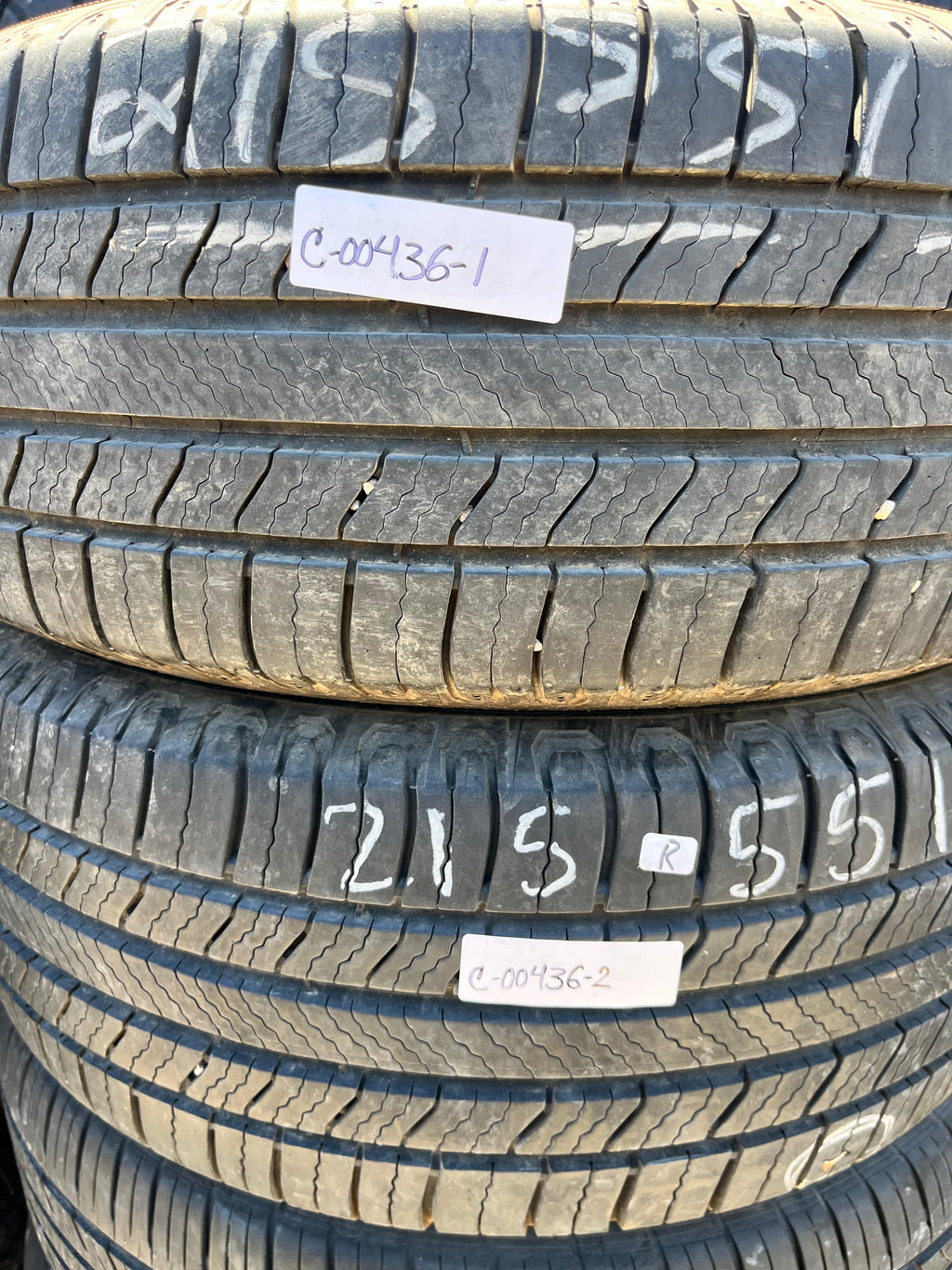215/55R16  Pair (2 Used Tires) MICHELIN Defender