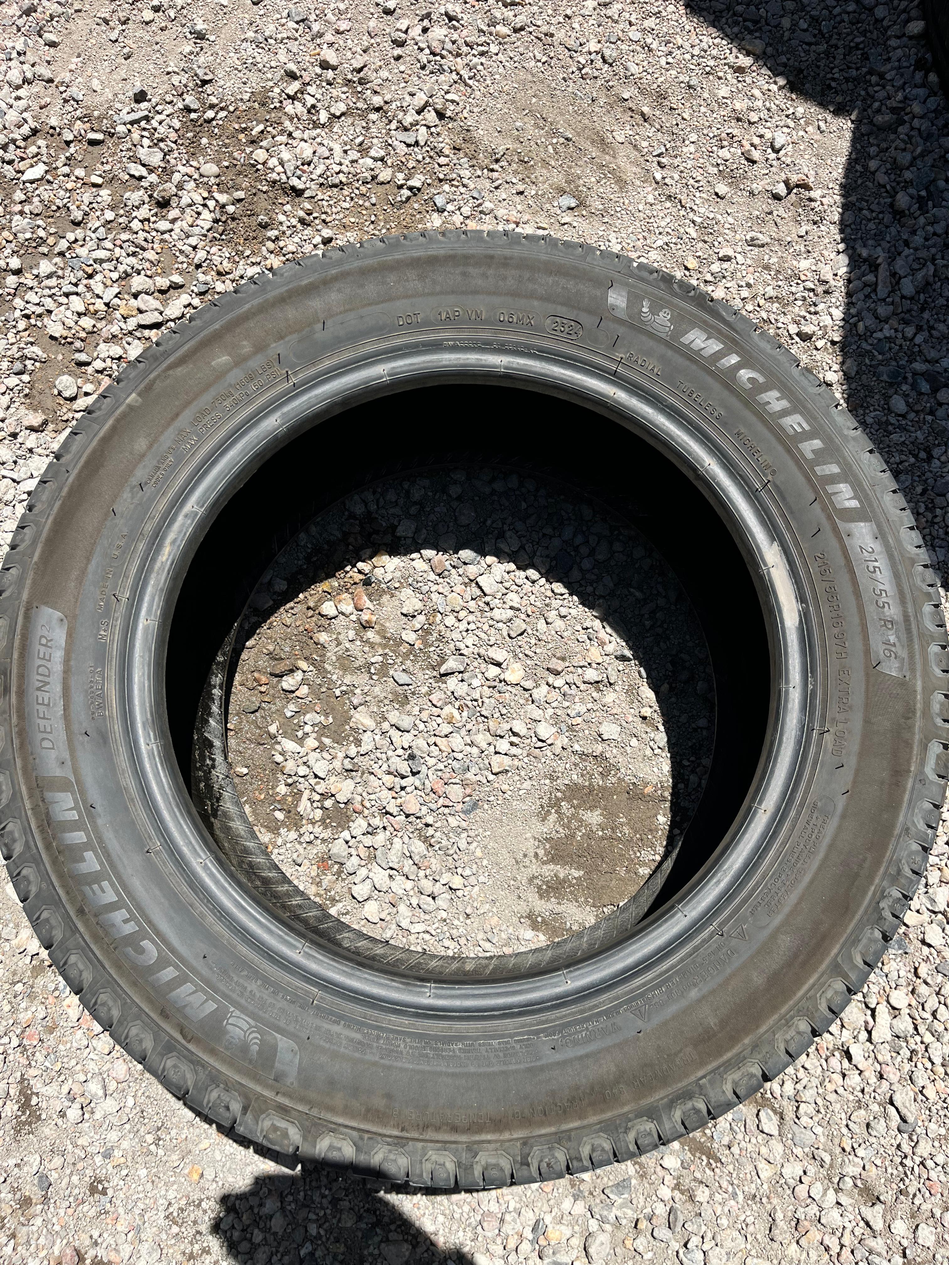 215/55R16  Pair (2 Used Tires) MICHELIN Defender