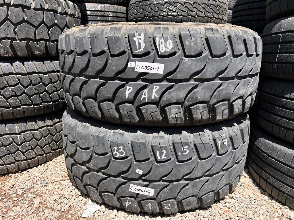 LT33X12.50R17 Pair (2 Used Tires)  Red Dirt Road  RD-6 MT