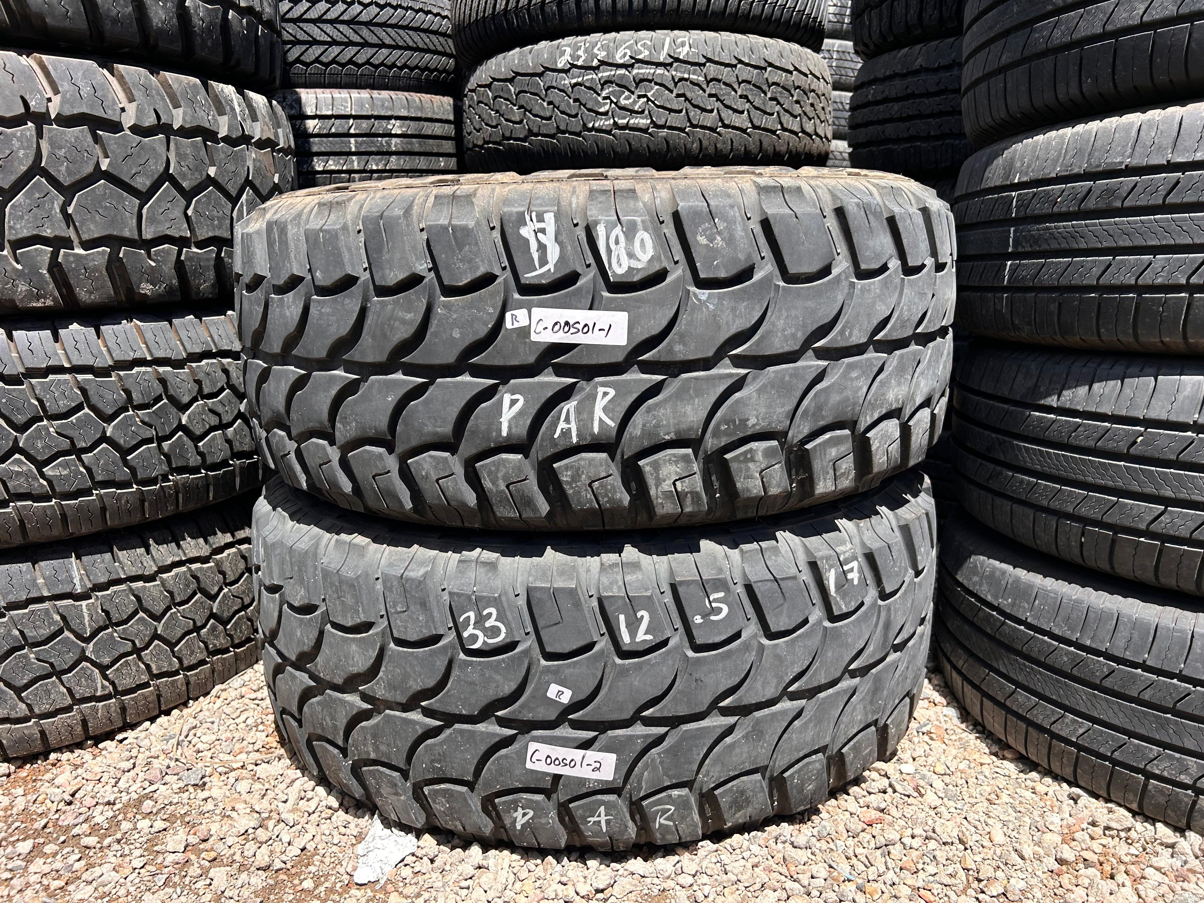LT33X12.50R17 Pair (2 Used Tires)  Red Dirt Road  RD-6 MT