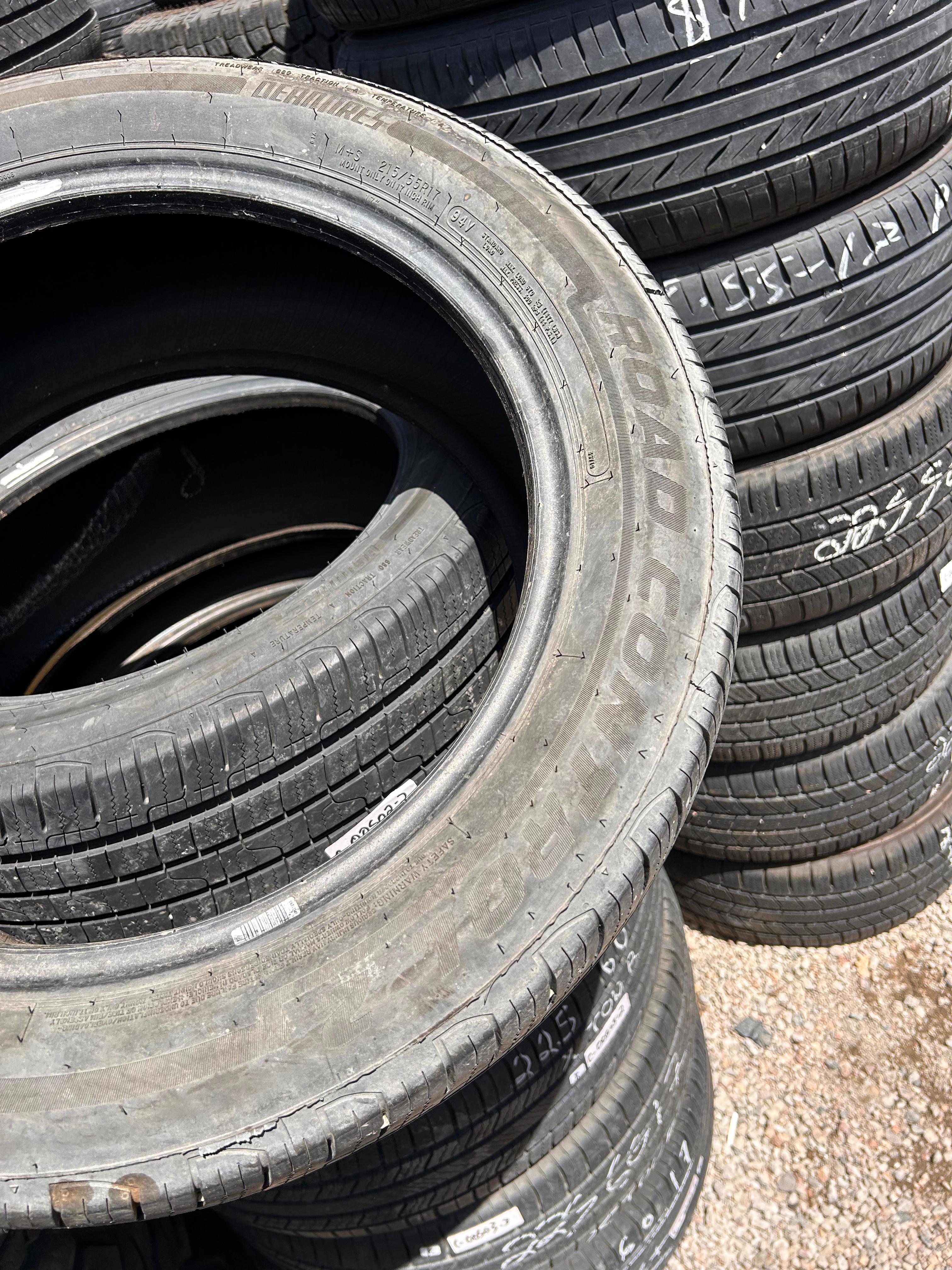 215/55R17  Pair (2 Used Tires) Dean tires Road Control 2
