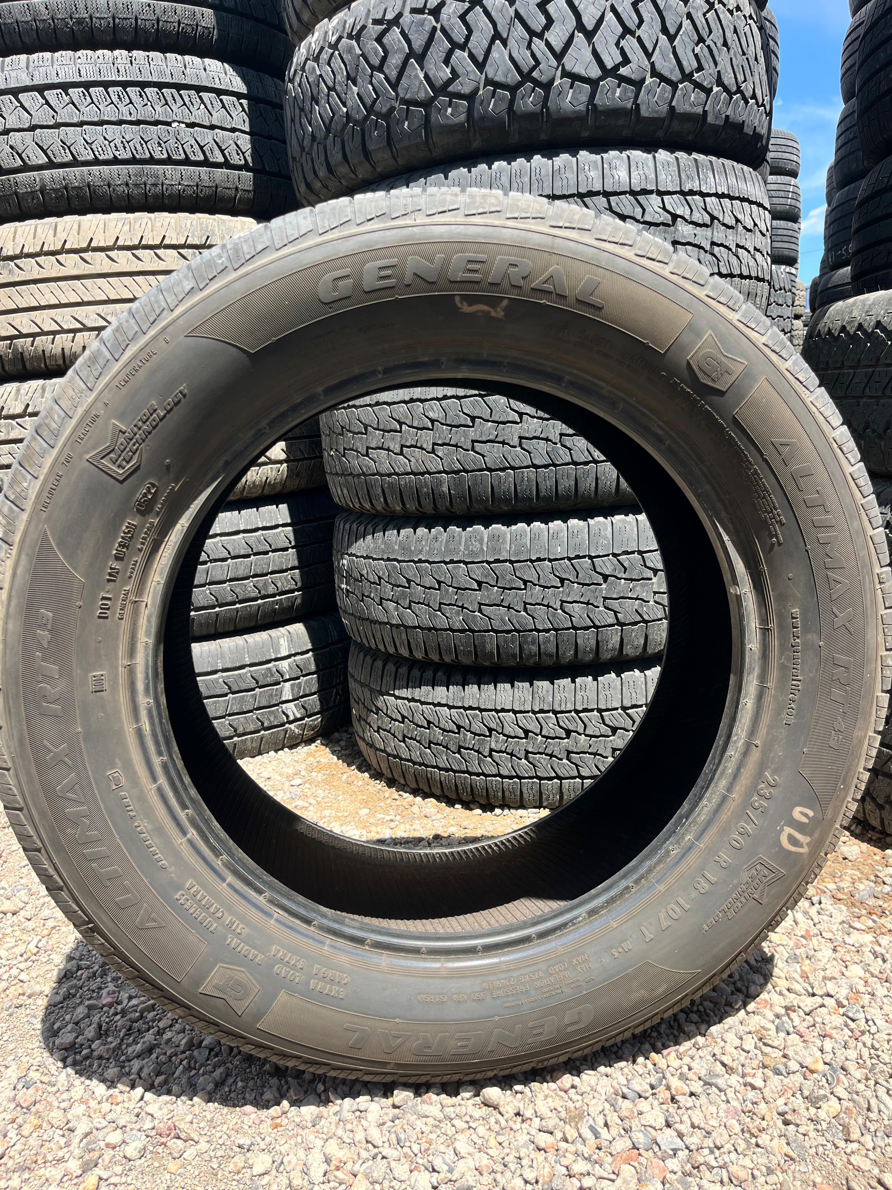 235/60R18 Set (4 Used Tires) General Altimax RT43