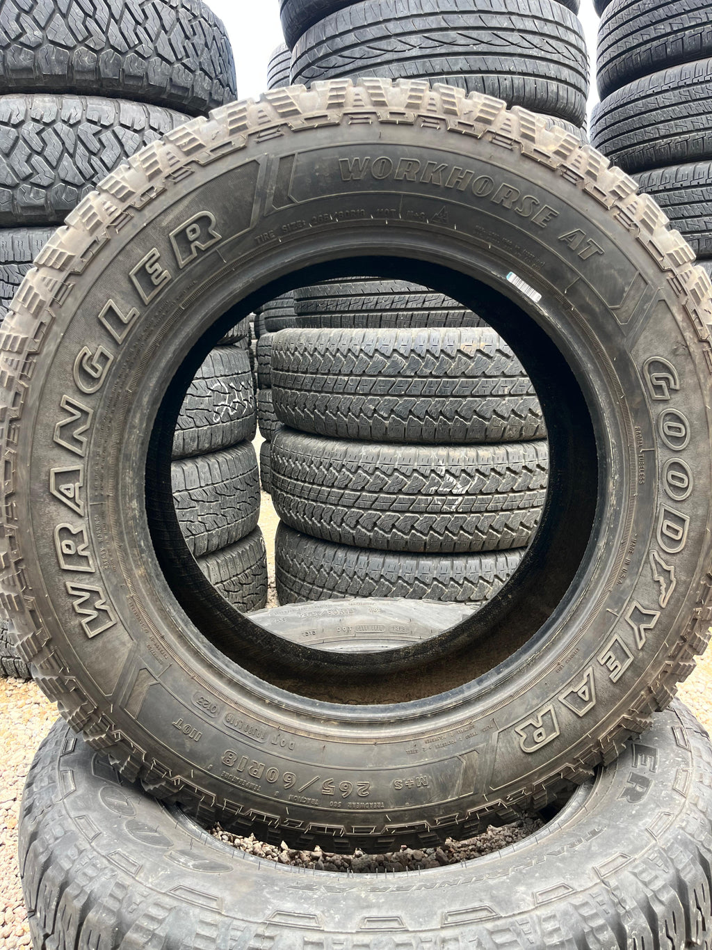 265/60R18 Pair (2 Used Tires) Goodyear Wrangler WorkHorse