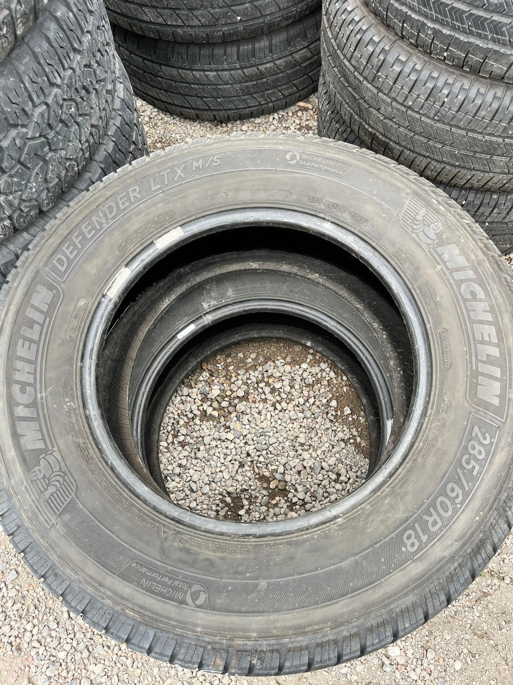 285/60R18 Pair (2 Used Tires) Michelin Defender LTX