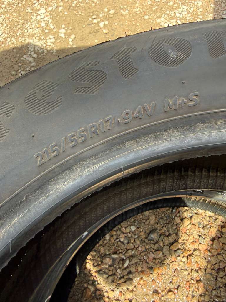 215/55R17 Pair (2 Used Tires) Firestone Firehawk AS V2