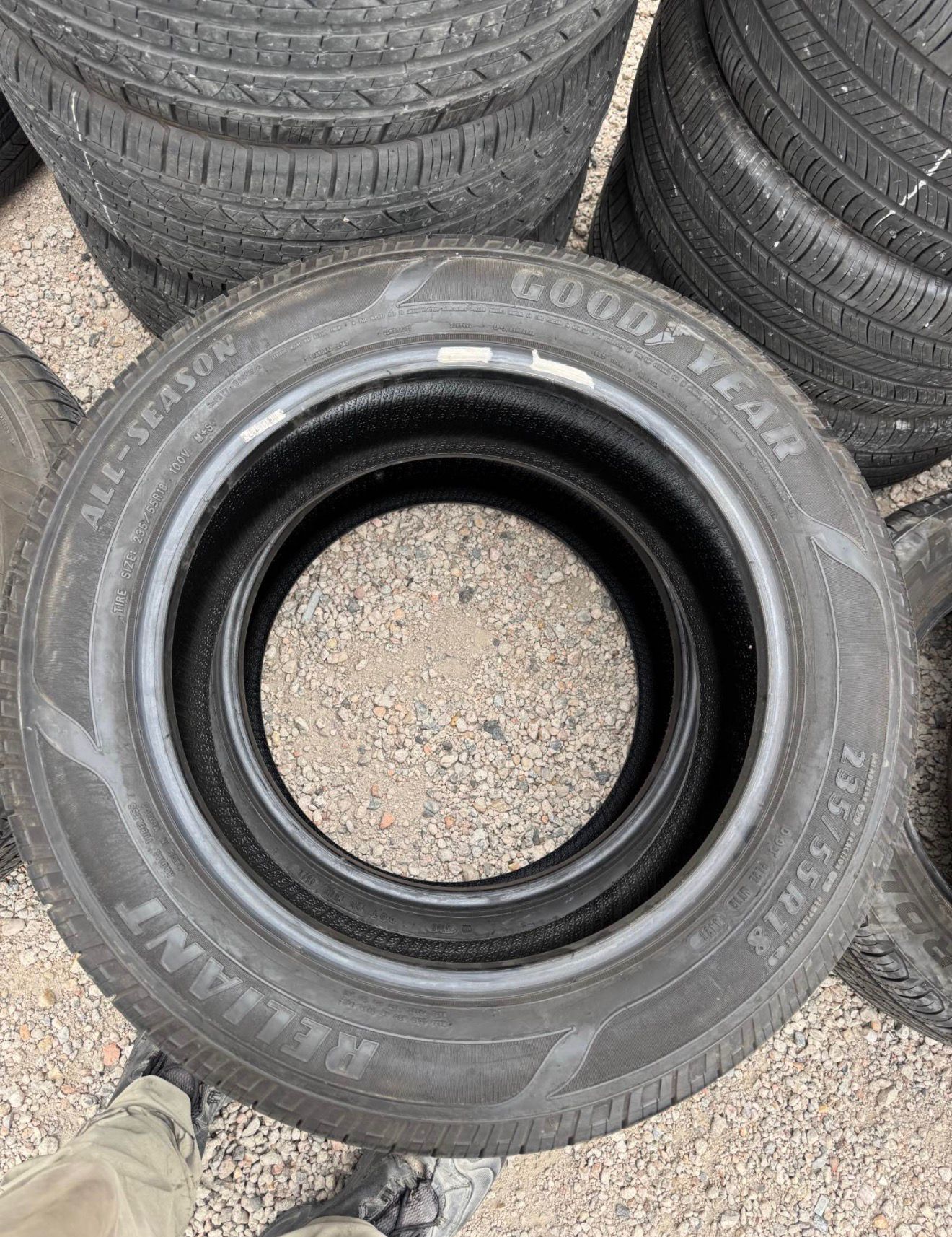 235/55R18 Pair (2 Used Tires) Goodyear Reliant