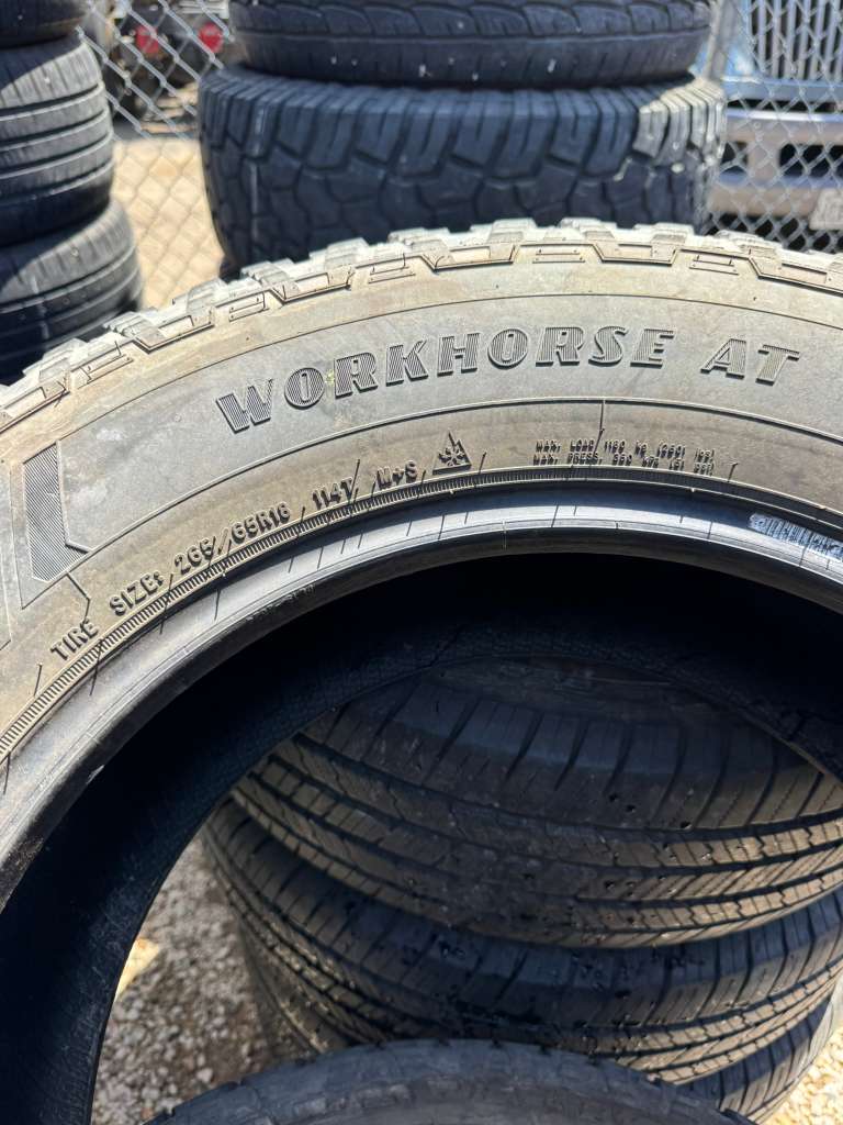 265/65R18 Set (4 Used Tires) Goodyear Workhorse AT
