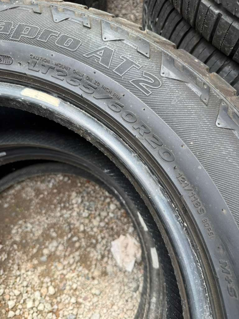 LT265/60R20 Pair (2 Used Tires) Hankook Dynapro AT2