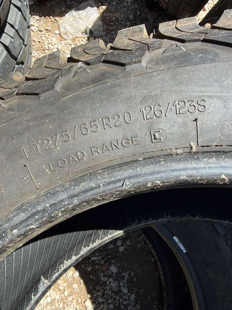 LT275/65R20 Pair (2 Used Tires) BFGoodrich All-Terrain T/A KO2