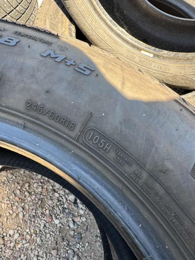 245/60R18 Pair (2 Used Tires) Mastercraft Stratus HT