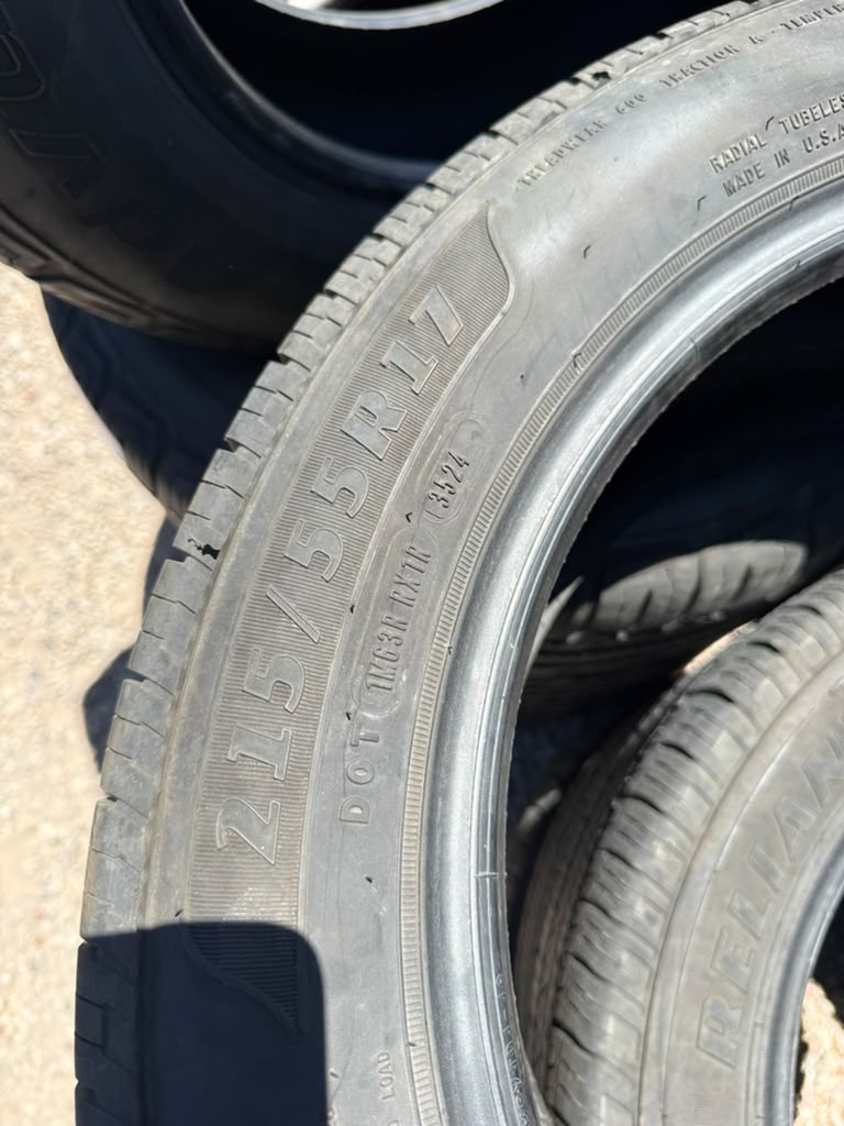 215/55R17 Set (4 Used Tires) Goodyear Reliant