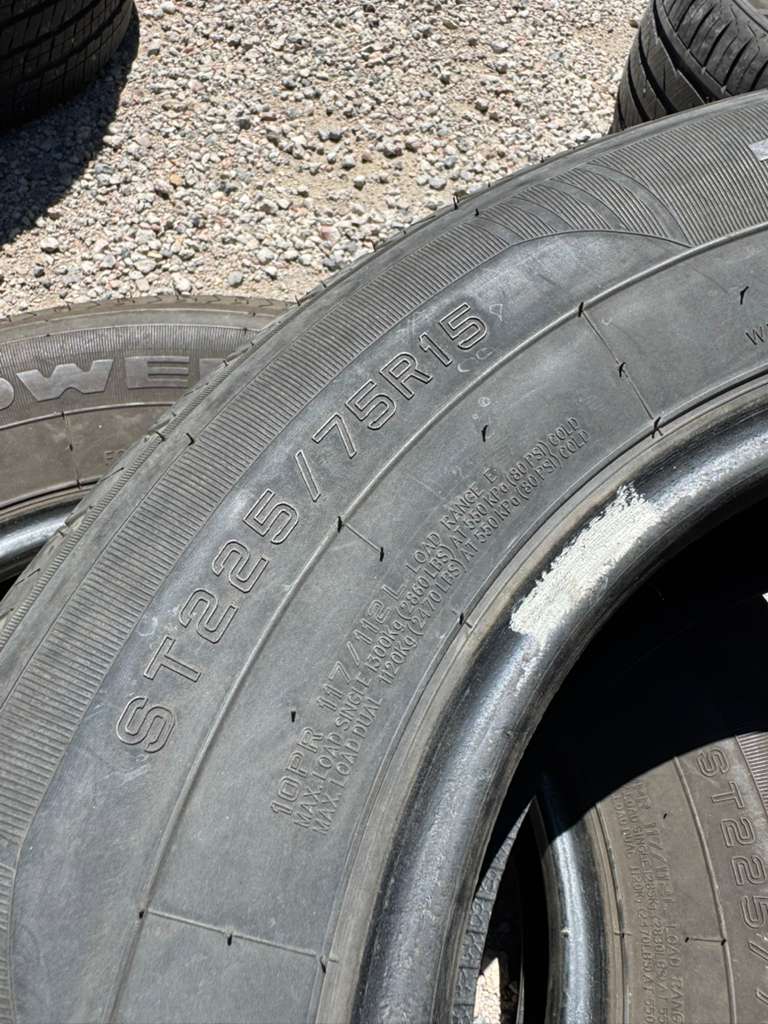 ST225/75R15 Pair (2 Used Tires) Power King Towmax STR