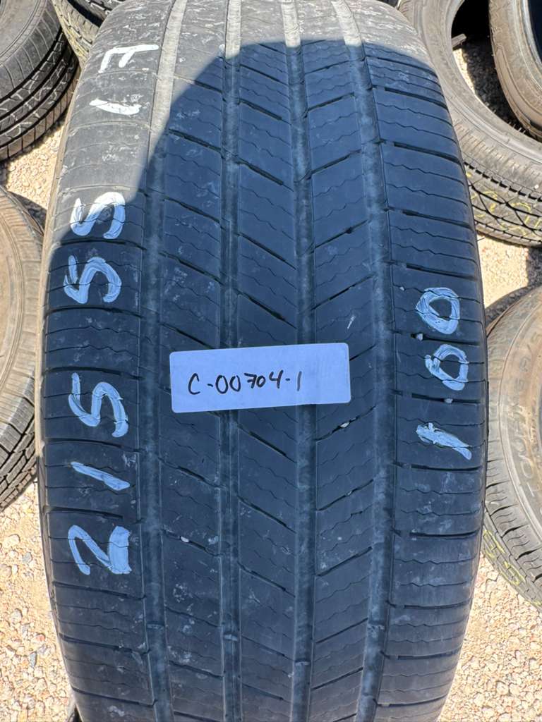 215/55R17 Pair (2 Used Tires) Michelin Defender