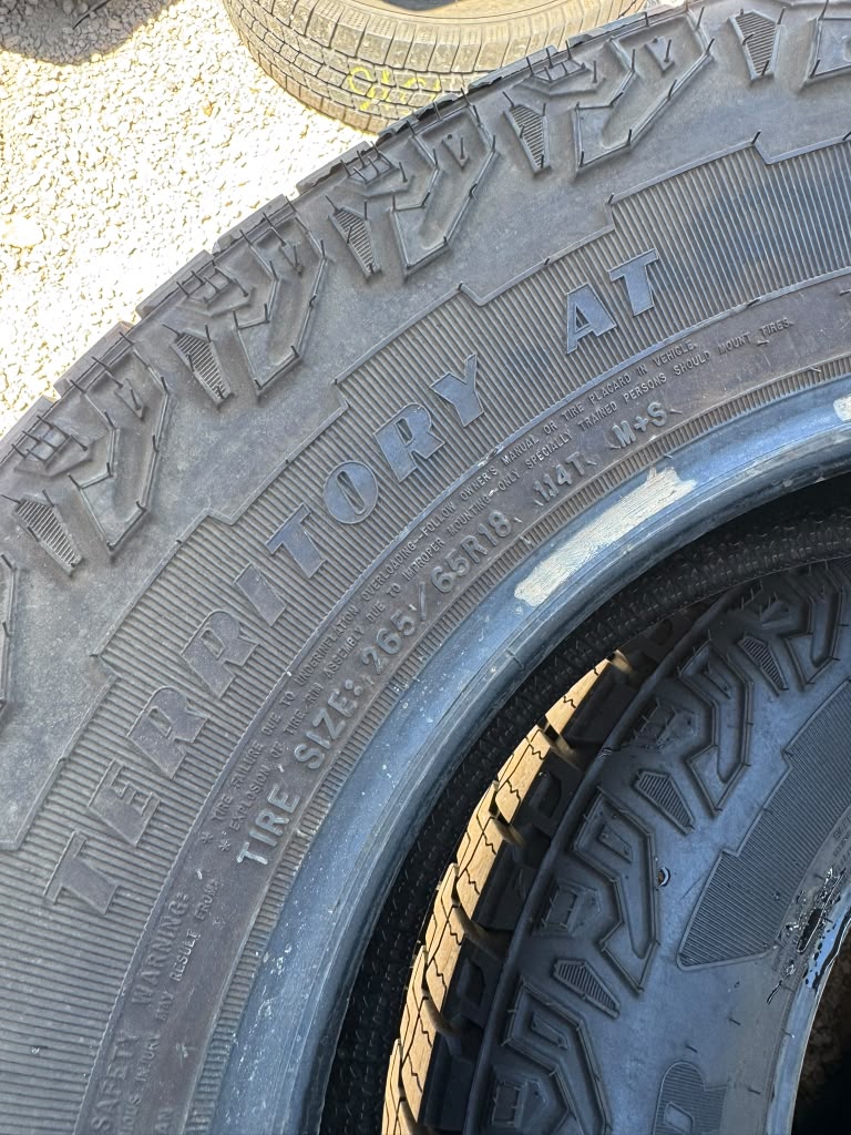 265/65R18 Set (4 Used Tires) Goodyear Territory