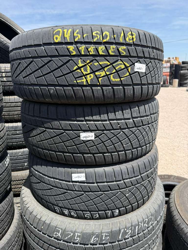 245/50R18 (3 Used Tires) Continental Extreme Contact