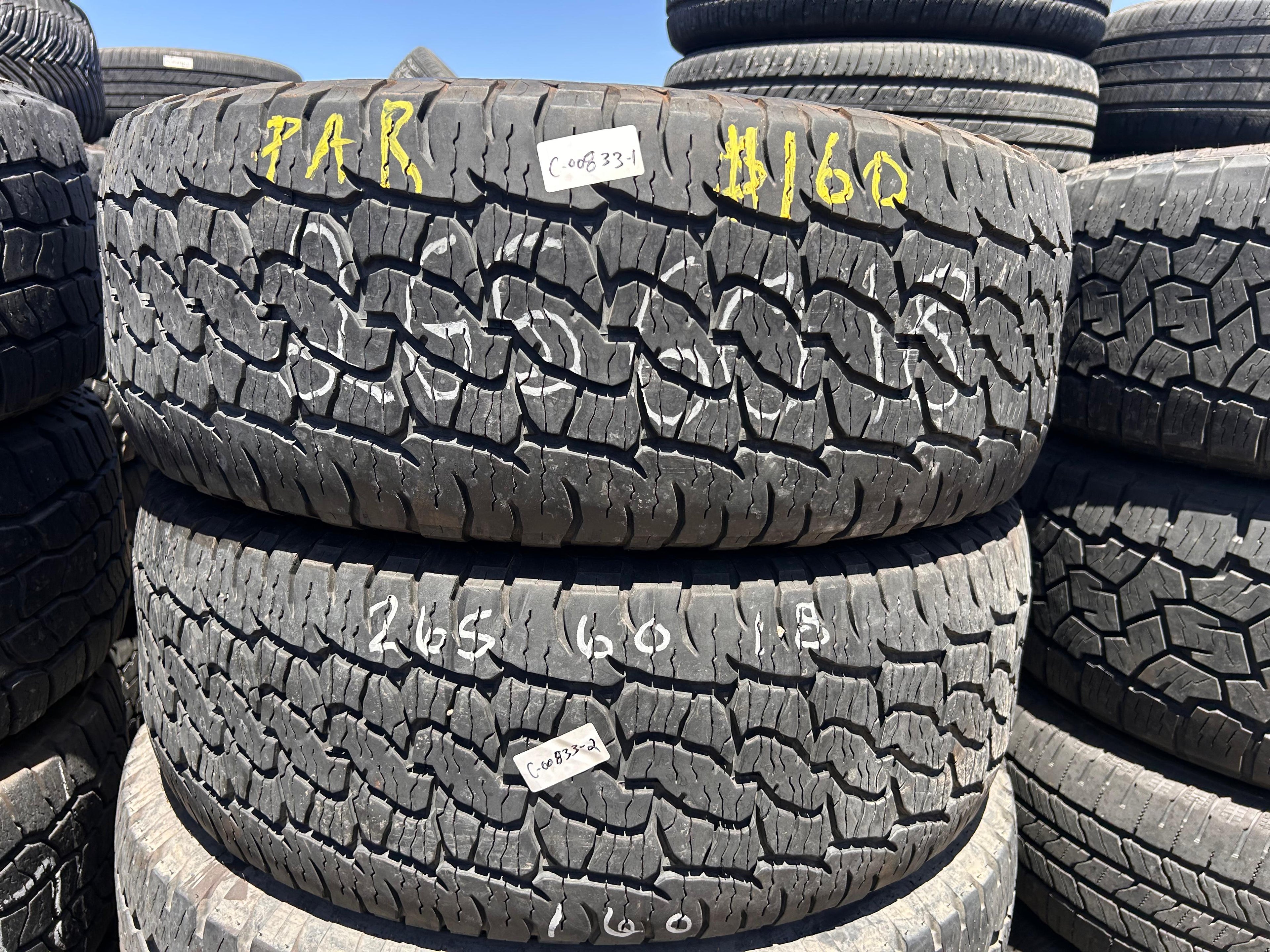 265/60R18 Pair (2 Used Tires) Bfgoodrich Trail Terrain TA