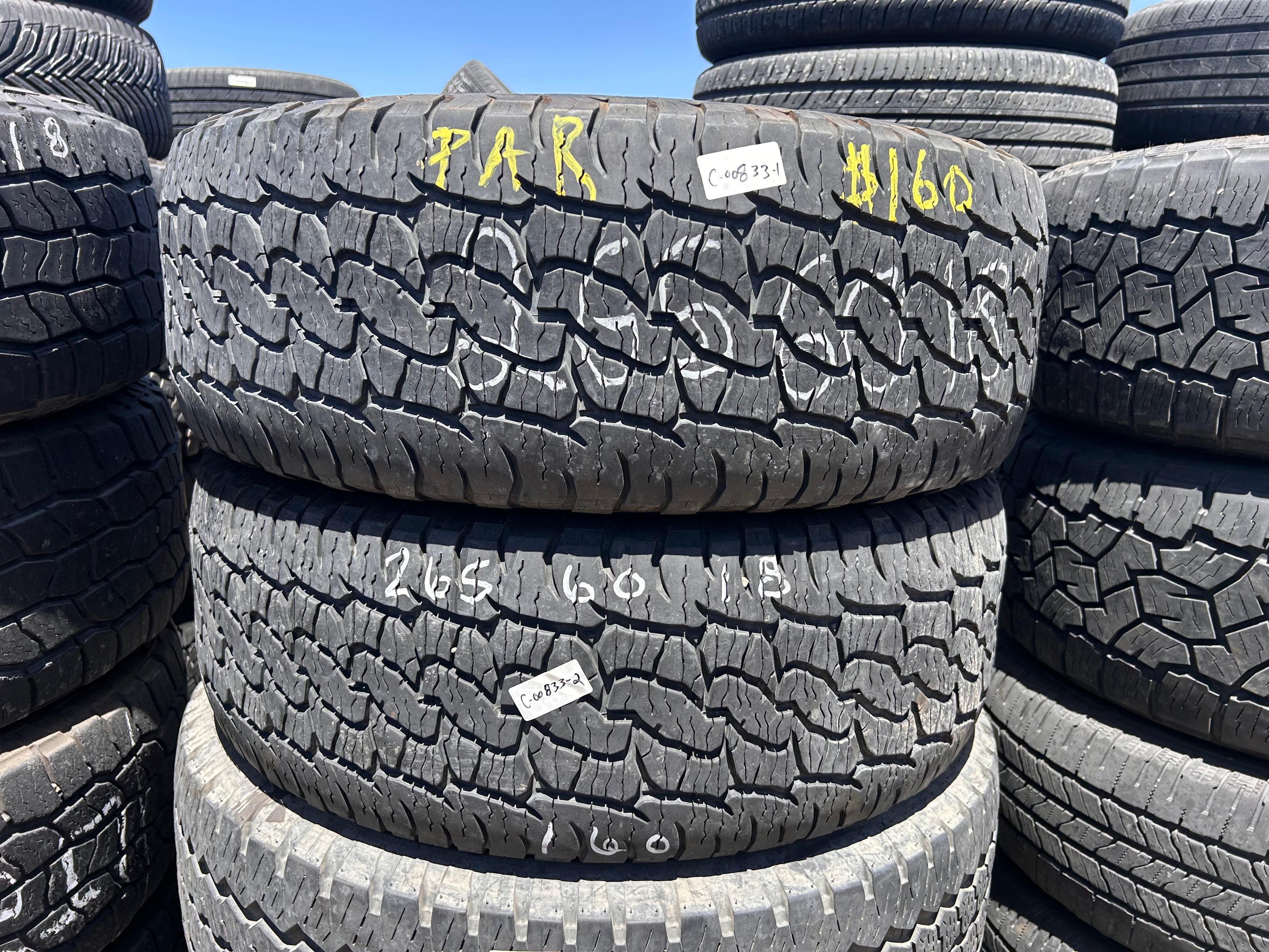 265/60R18 Pair (2 Used Tires) Bfgoodrich Trail Terrain TA