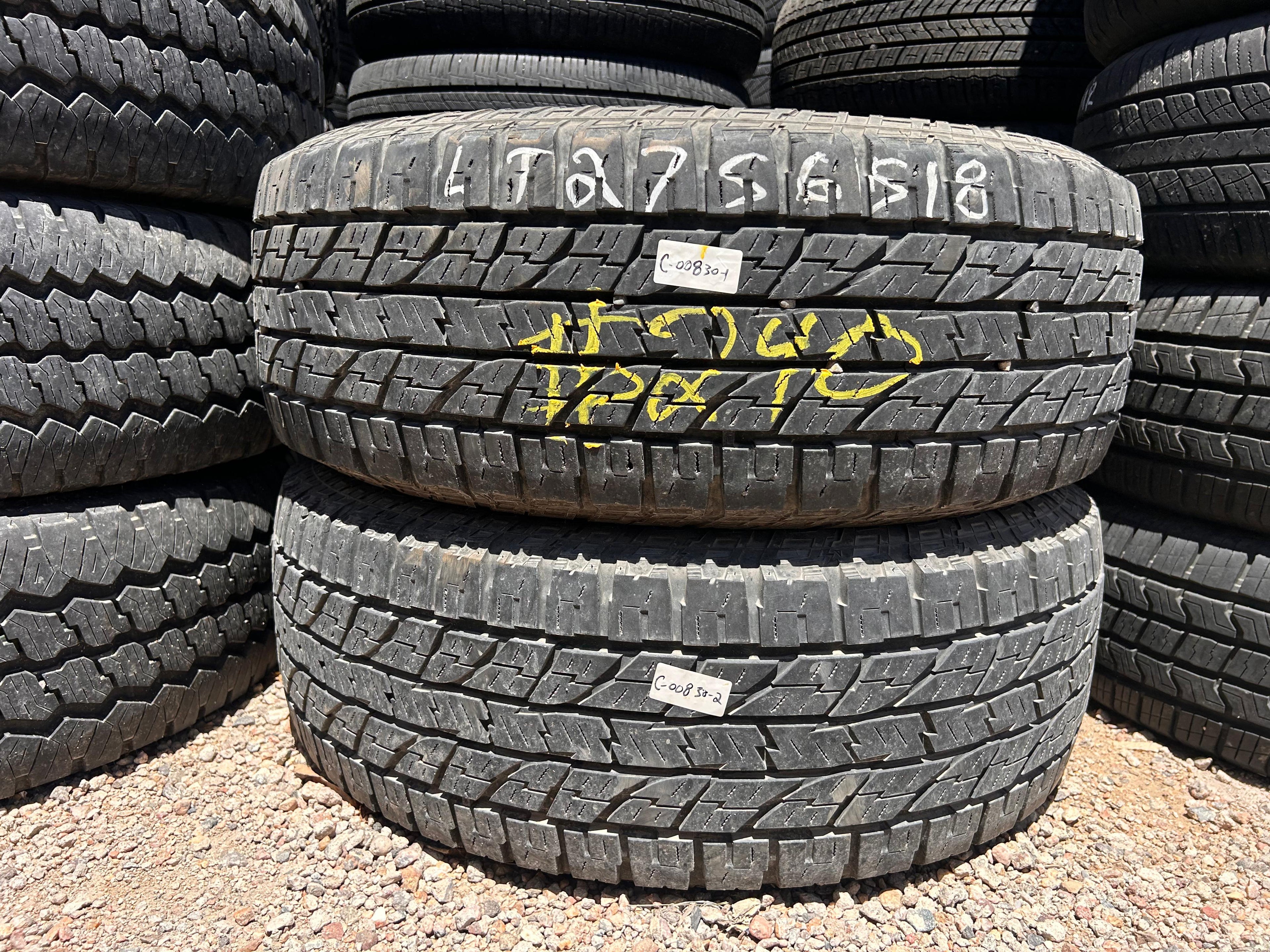 LT275/65R18 Pair (2 Used Tires) Yokohama Geolandar AT