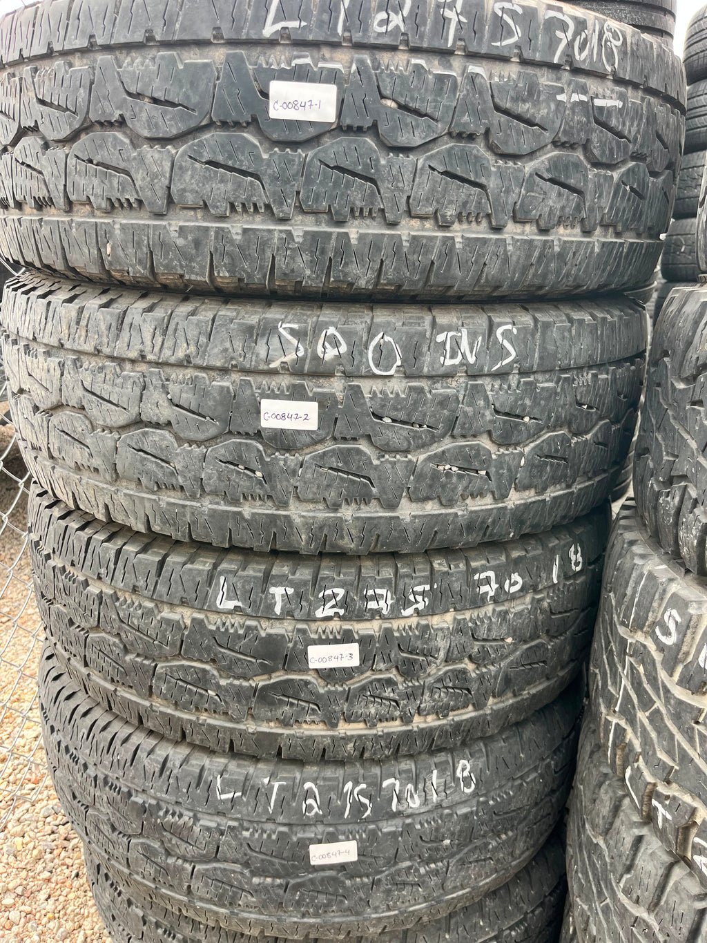 LT275/70R18 Set (4 Used Tires) Bridgestone Dueler Revo 3