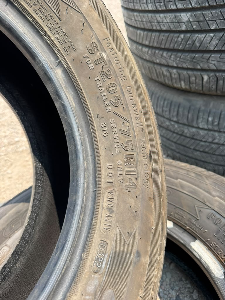 ST205/75R14 Pair (2 Used Tires) Goodyear Endurance