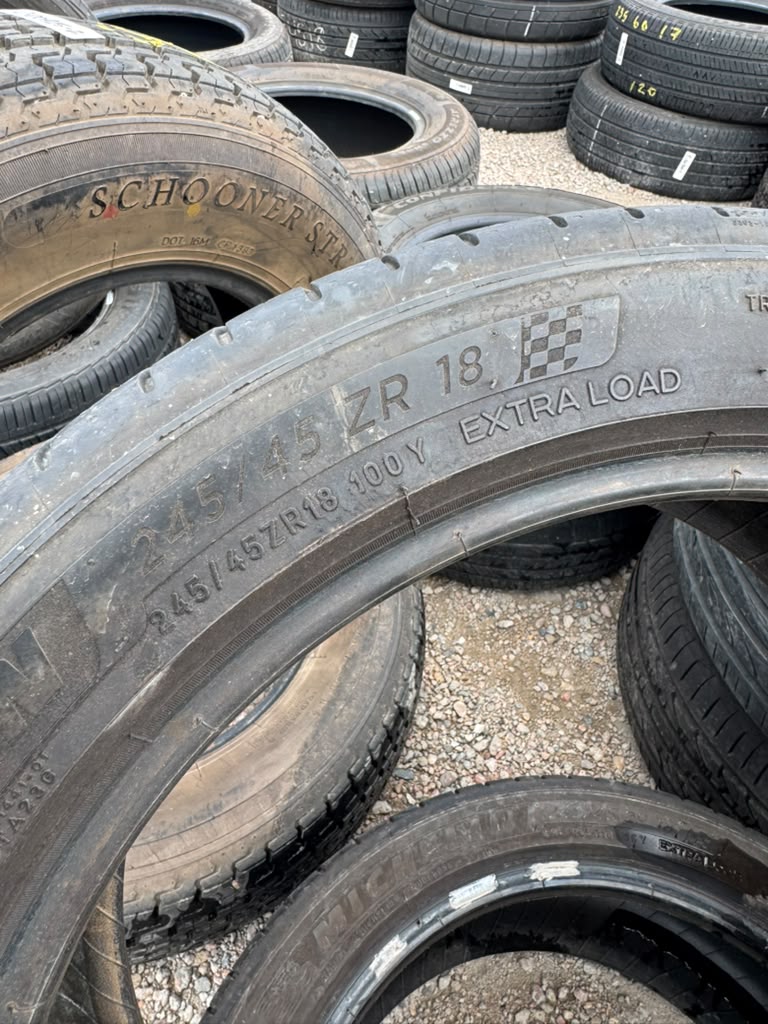 245/45R18 Pair (2 Used Tires) Michelin Pilot Sport