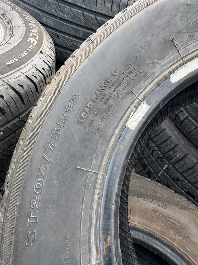 ST205/75R15 Pair (2 Used Tires) Schooner STR