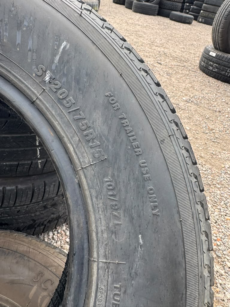 ST205/75R15 Pair (2 Used Tires) Schooner STR