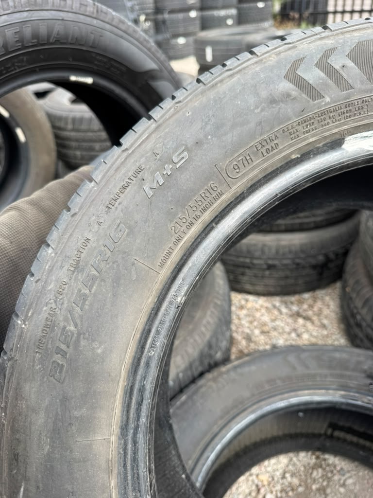 215/55R16 Pair (2 Used Tires) Mastercraft Stratus