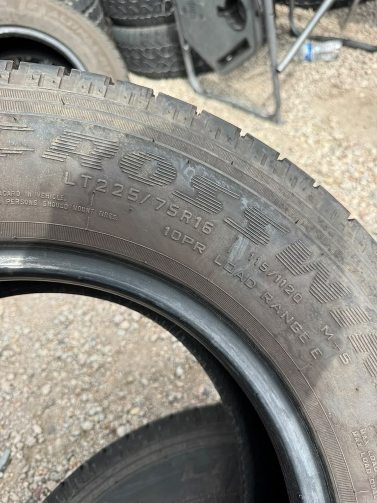 LT225/75R16 Pair (2 Used Tires) Crosswind